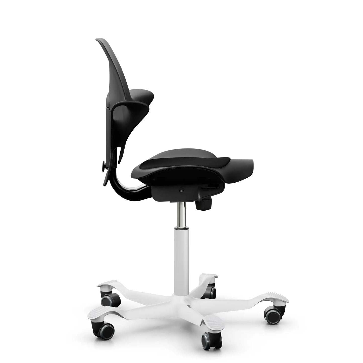 HÅG Capisco Puls 8010 - EXR009 Black / Black / White / 265 mm / Wheels for Hard Floors (Showroom Model)