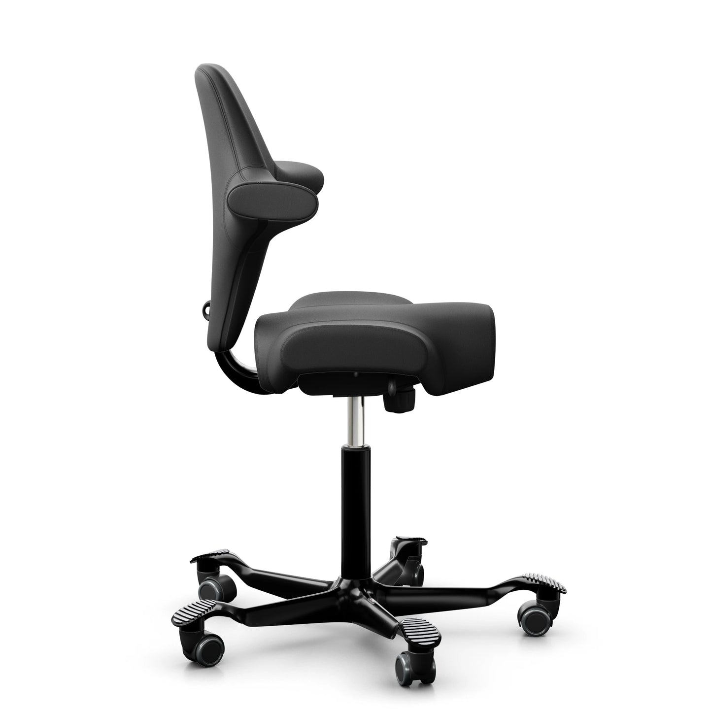 HÅG Capisco 8106 - Paloma Soft ATG56100 Black (Leather) / Black / 200 mm / Wheels for hard floor