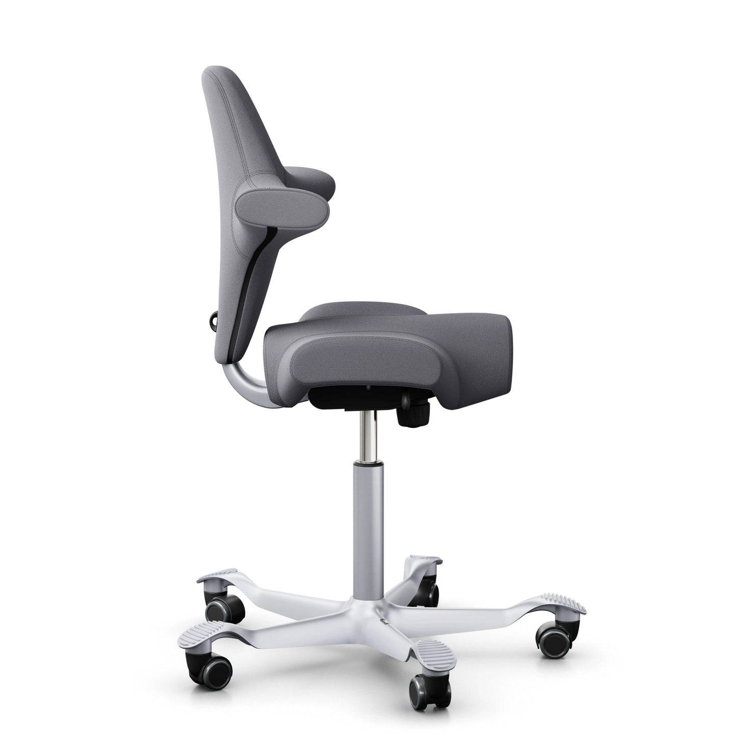 HÅG Capisco 8106 – EXR081 Grau / Silber / 200 mm / Rollen für Hartböden