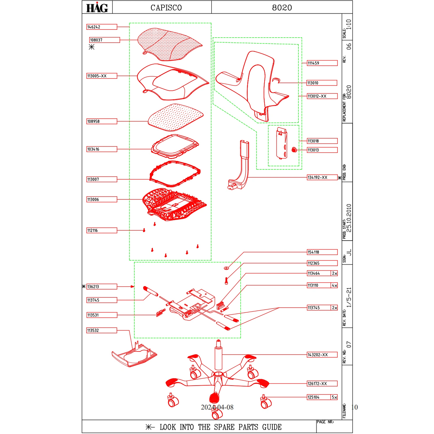 HÅG Capisco Puls 8020 Spare Parts