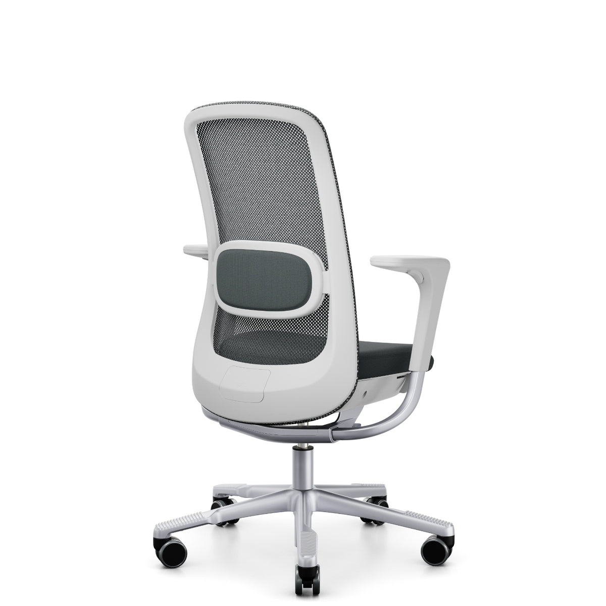 HÅG SoFi Mesh 7502 in grey Cura Loop with silver frame and armrests, back