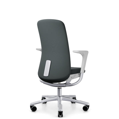 HÅG SoFi Comm 7302 in grey Cura Loop with silver frame and armrests, back