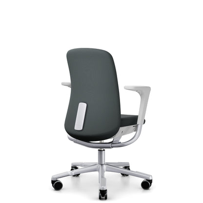 HÅG SoFi Comm 7202 in grey Cura Loop with silver frame and armrests, back