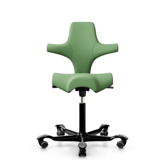 HAG Capisco 8106 - STT912 Green / Black / 200 mm / Wheels for hard floors (Showroom model)