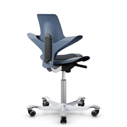 HÅG Capisco Puls 8010 in Blueberry with CLP66165 Blue and a Silver frame, back