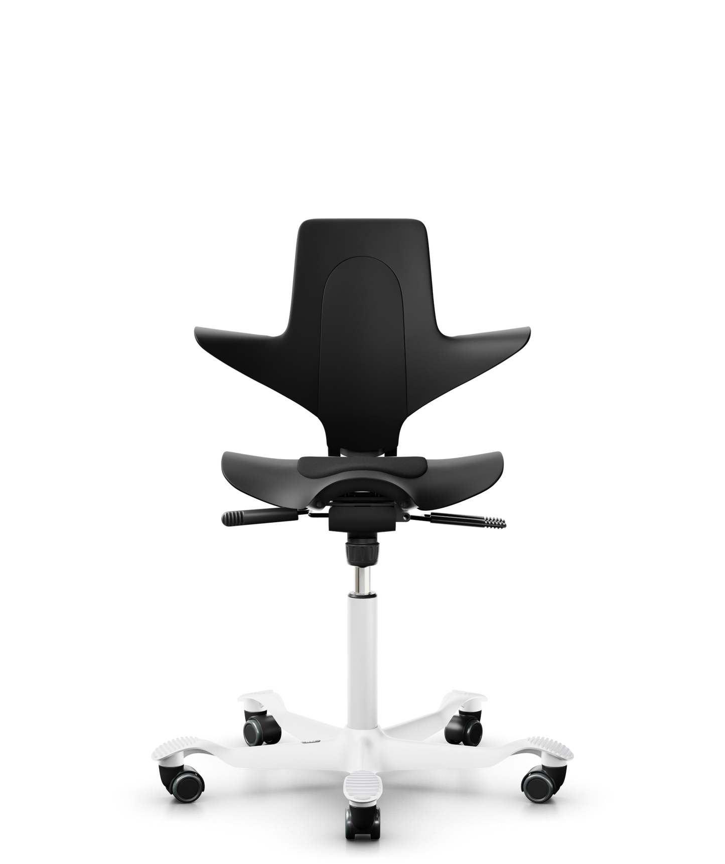 HÅG Capisco Puls 8010 - EXR009 Black / Black / White / 265 mm / Wheels for Hard Floors (Showroom Model)