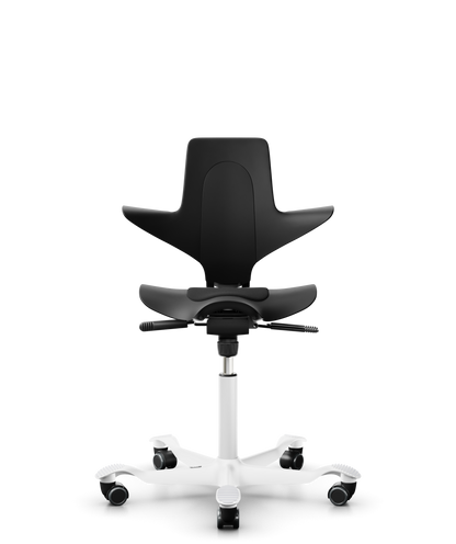HÅG Capisco Puls 8010 - EXR009 Black / Black / White / 265 mm / Wheels for Hard Floors (Showroom Model)