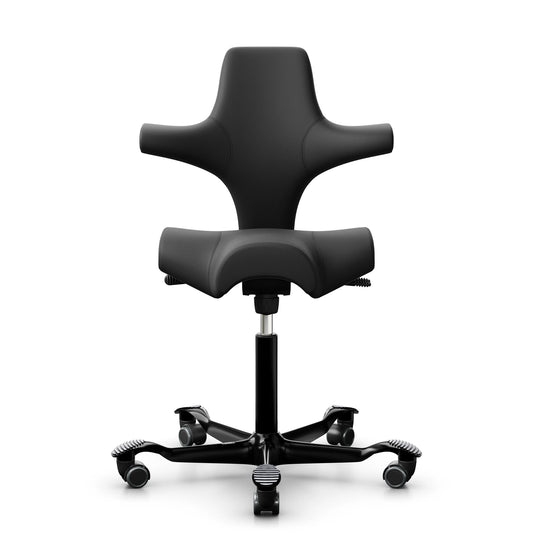 HÅG Capisco 8106 - Paloma Soft ATG56100 Black (Leather) / Black / 200 mm / Wheels for hard floor