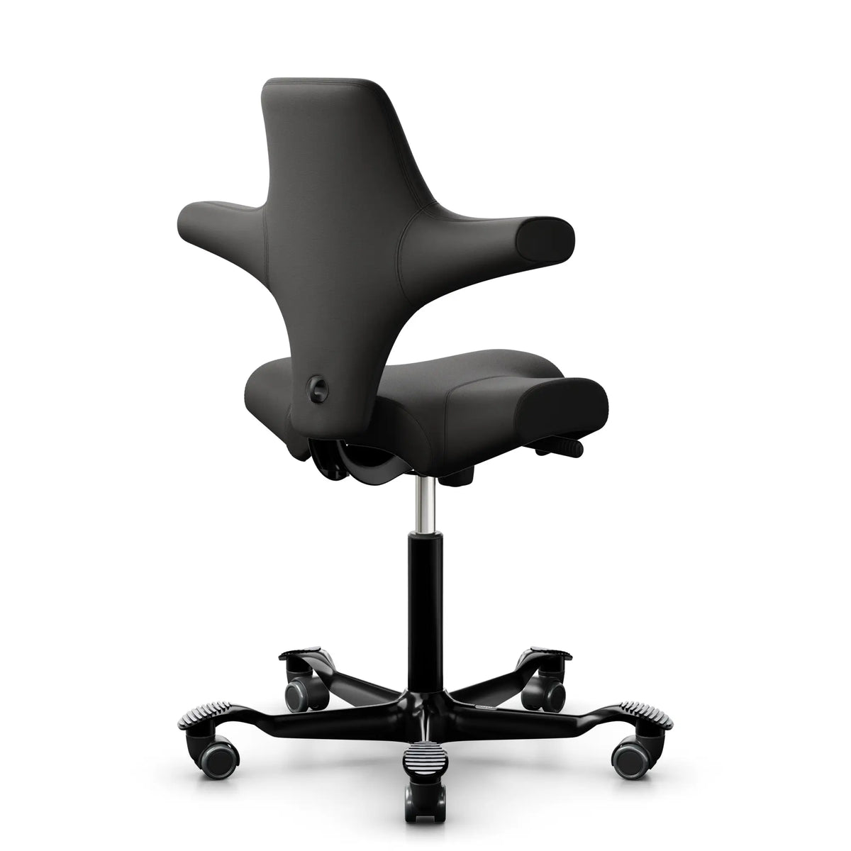 HAG Capisco 8106 - EL99999 Nero (Pelle) / Nero / 200 mm / Ruote universali