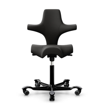 HAG Capisco 8106 - EL99999 Nero (Pelle) / Nero / 200 mm / Ruote universali