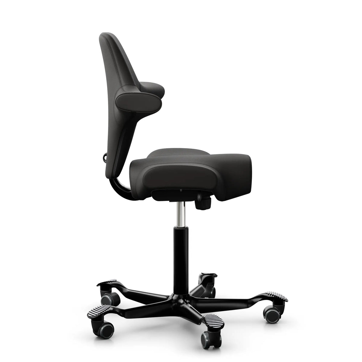 HAG Capisco 8106 - EL99999 Nero (Pelle) / Nero / 200 mm / Ruote universali