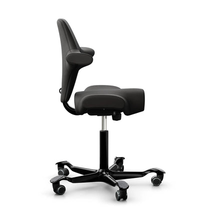 HAG Capisco 8106 - EL99999 Nero (Pelle) / Nero / 200 mm / Ruote universali