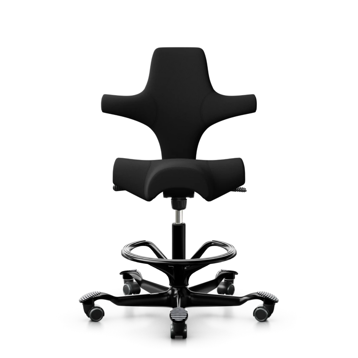 HÅG Capisco 8106 - EXR009 Black / Black / 200 mm / Wheels for hard floor / Footring (Showroom model)