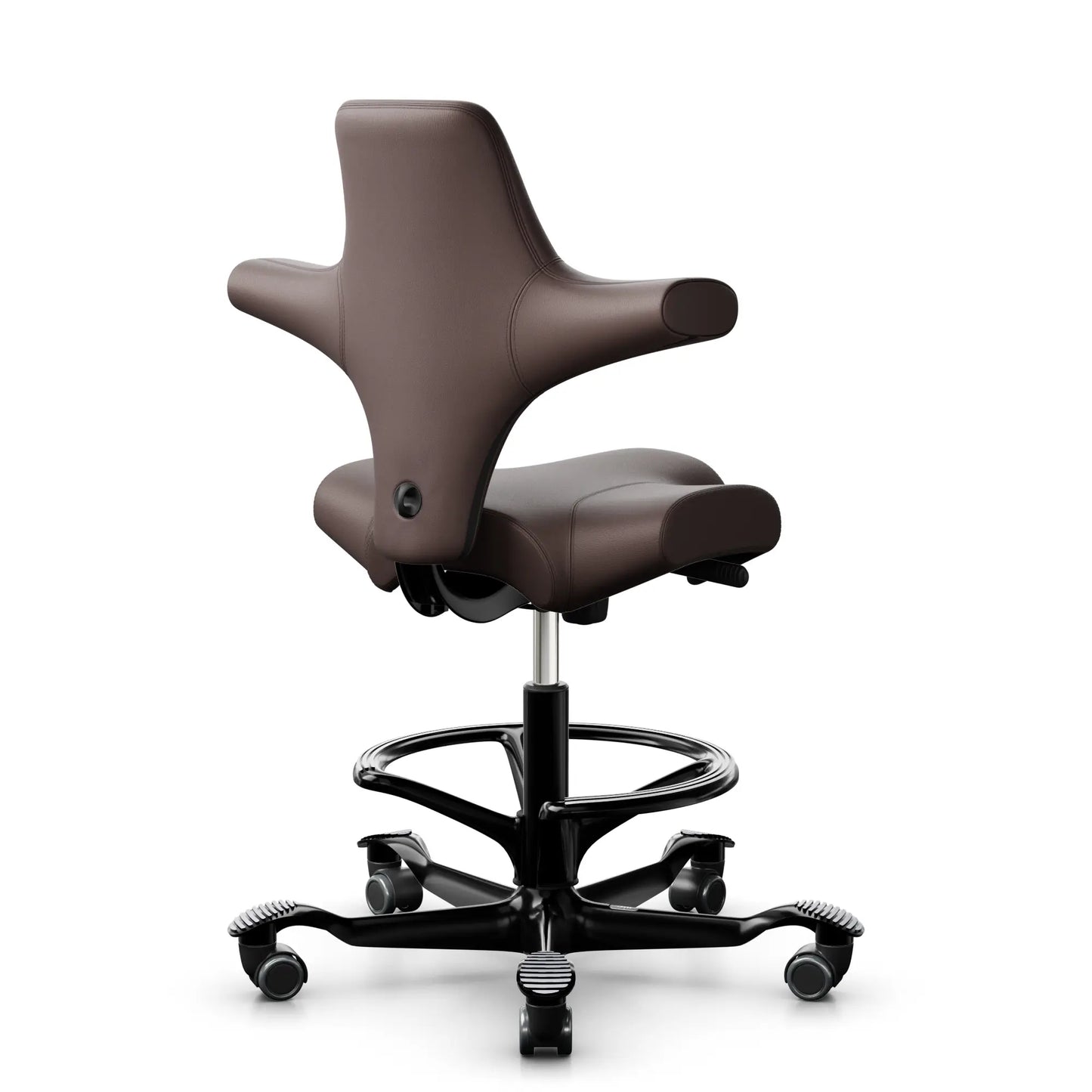 HÅG Capisco 8106 - Paloma Soft ATG55130 Dark Brown (Leather) / Black / 265 mm / Wheels for soft floors / Footring (Showroom model)