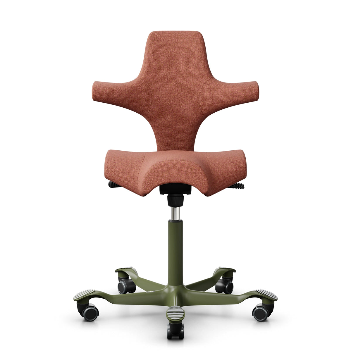 HÅG Capisco 8106 - MLF044 Brick Red / Moss / 200 mm / Roulettes universelles