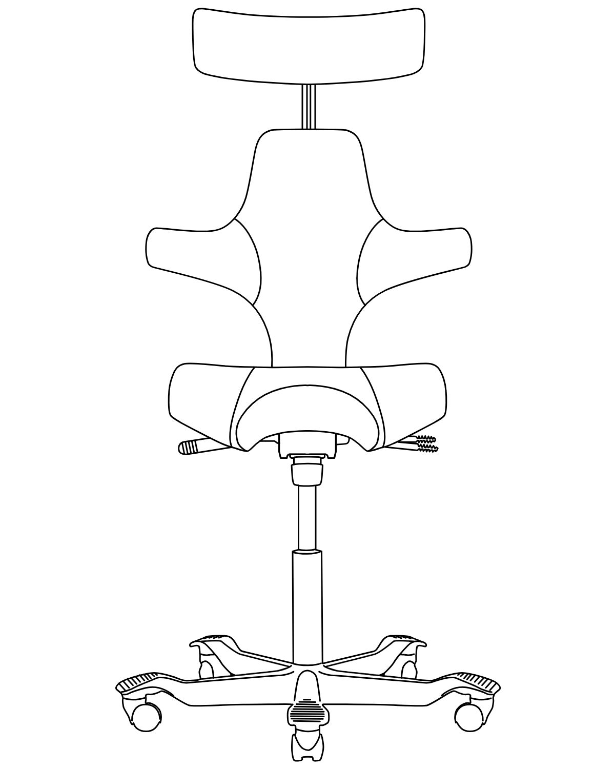 HÅG Capisco 8107 – line drawing; your chosen fabric and colours are listed in the order details