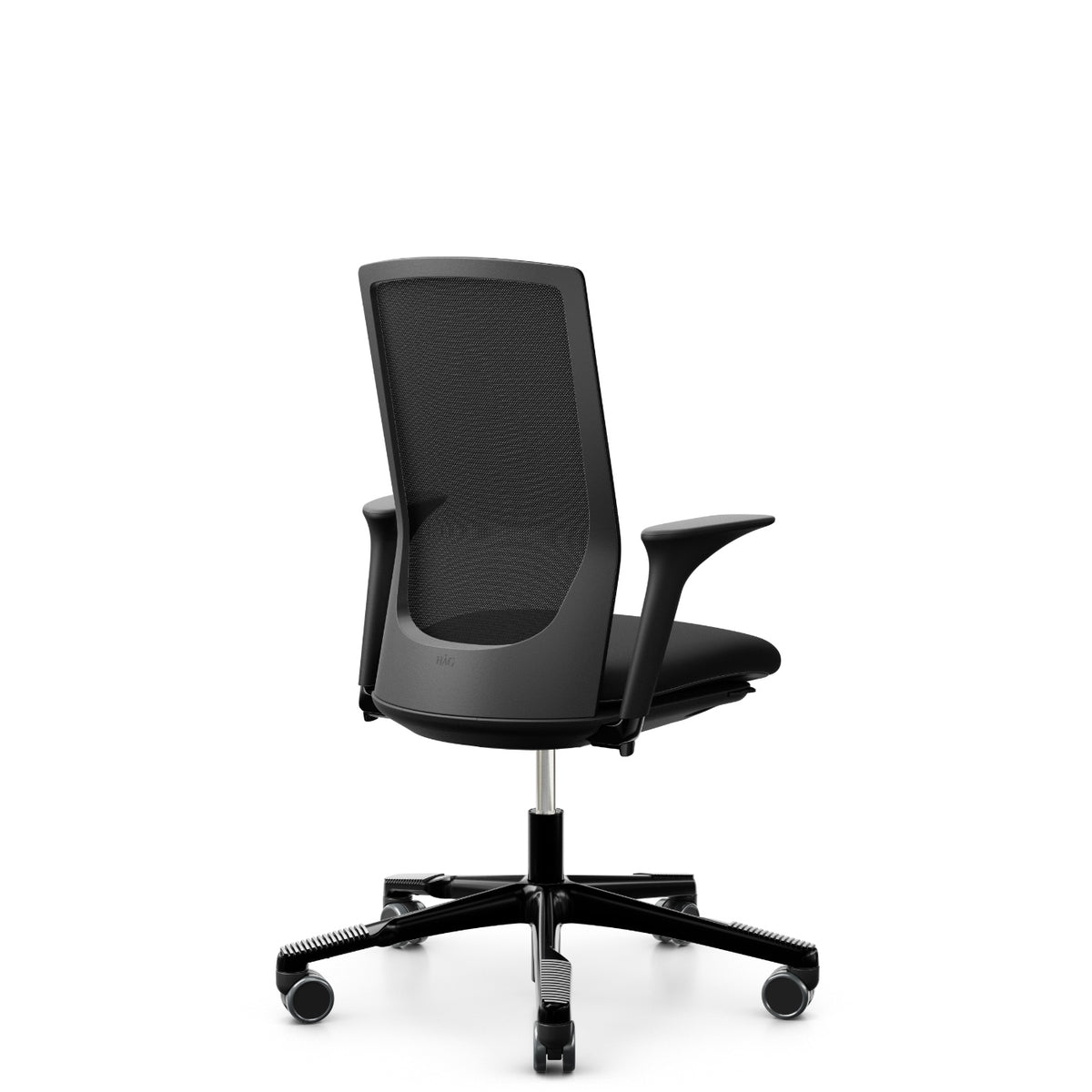 HÅG Futu mesh 1100-S in FutuKnit Night, black frame, armrests, back view