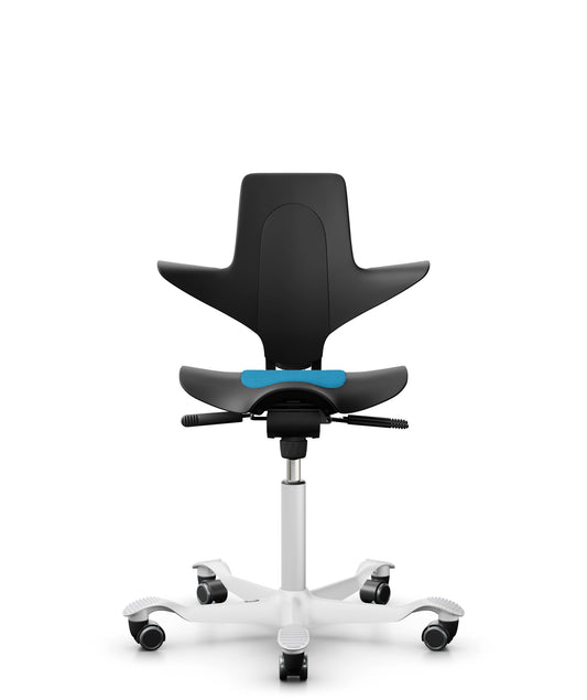 HÅG Capisco Puls 8010 - PS032 Sprint / Black / White / 200 mm / Wheels for Hard Floors (Showroom Model)
