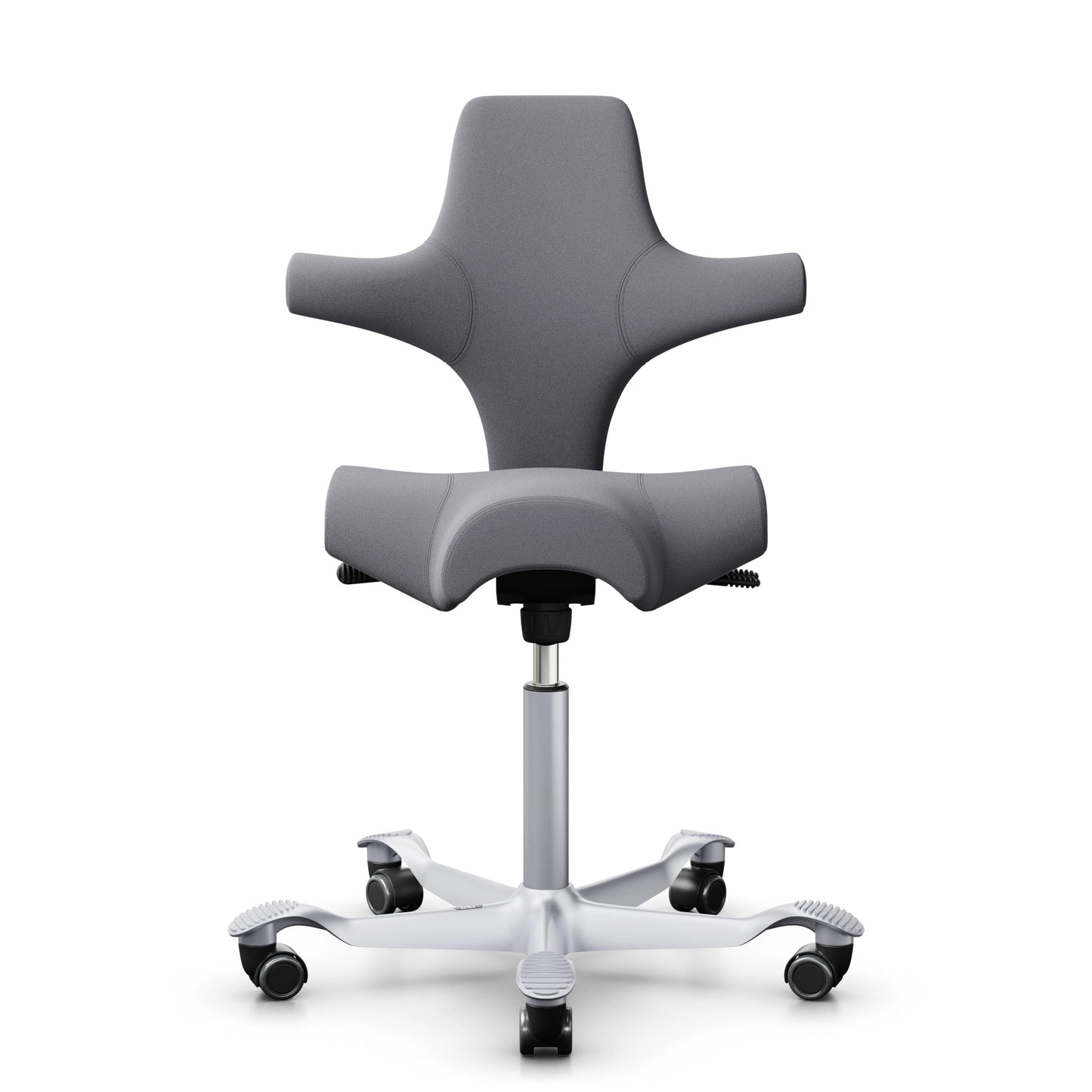 HÅG Capisco 8106 – EXR081 Grau / Silber / 200 mm / Rollen für Hartböden