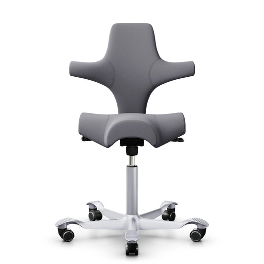 HÅG Capisco 8106 – EXR081 Grau / Silber / 200 mm / Rollen für Hartböden
