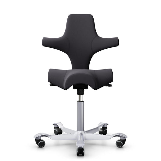 HAG Capisco 8106 - EXR145 Charcoal / Argento / 200 mm / Ruote per pavimenti duri