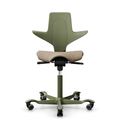 HAG Capisco Puls 8020 - Moss / SC61184 Light brown / Moss Grey / 200 mm / Wheels for hard floor