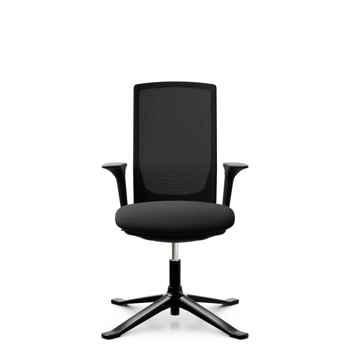 HÅG Futu mesh Comm 1102-S in FutuKnit Night, four-star base with glides, armrests, front view