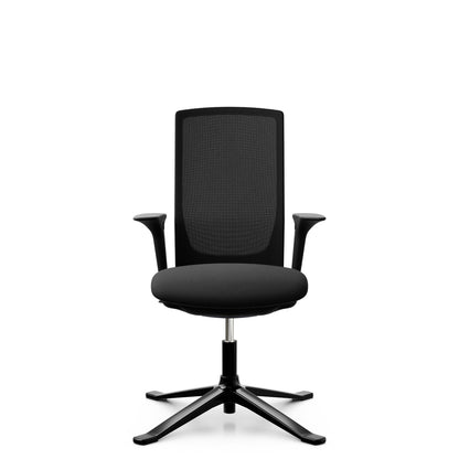 HÅG Futu mesh Comm 1102-S in FutuKnit Night, four-star base with glides, armrests, front view