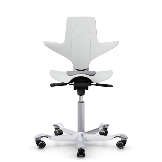 HÅG Capisco Puls 8010 - Biały / EXR081 Grey / Silver / 200 mm / Kółka do podłogi twardej (Showroom Model)