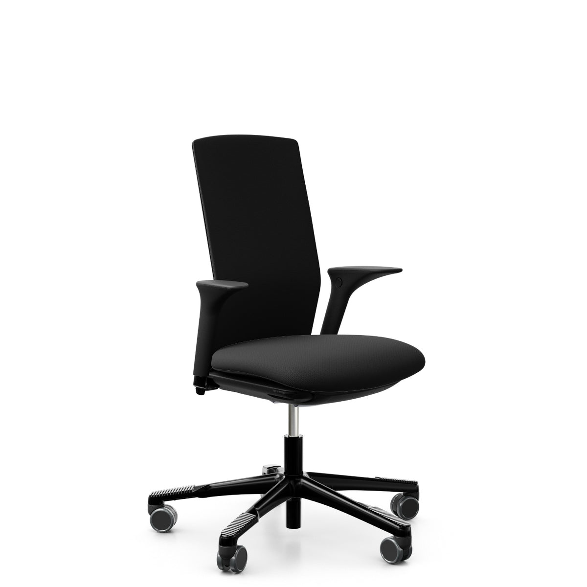 HÅG Futu 1200-S in FutuKnit Night, black frame, armrests, front-left view