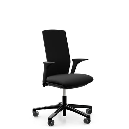 HÅG Futu 1200-S in FutuKnit Night, black frame, armrests, front-left view