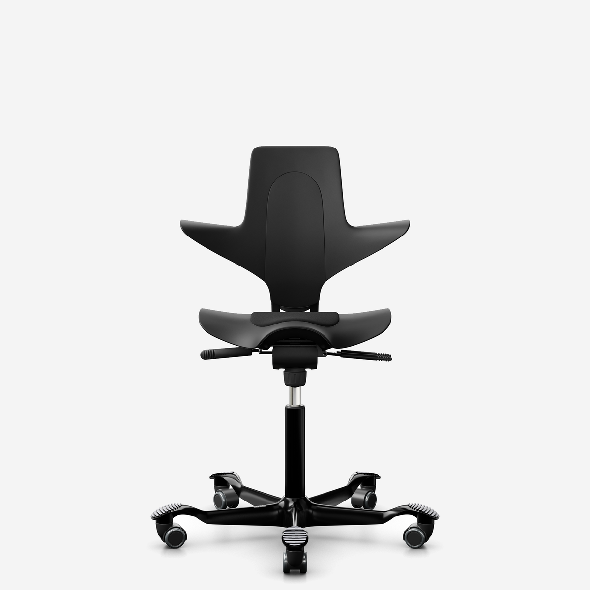 HÅG Capisco Puls 8010 ergonomic saddle office chair in Black, black base