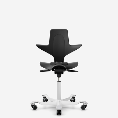 HÅG Capisco Puls 8010 ergonomic saddle office chair in Black, white base