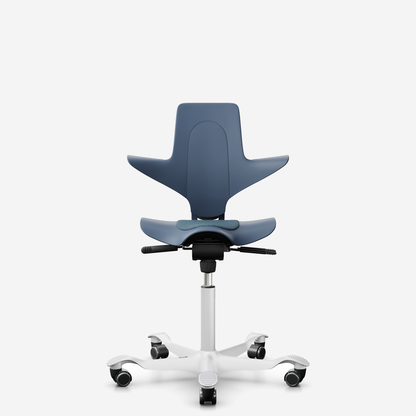 HÅG Capisco Puls 8010 ergonomic saddle office chair in Myrtille, white base
