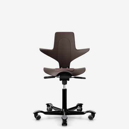 HÅG Capisco Puls 8010 ergonomic saddle office chair in Brown, black base