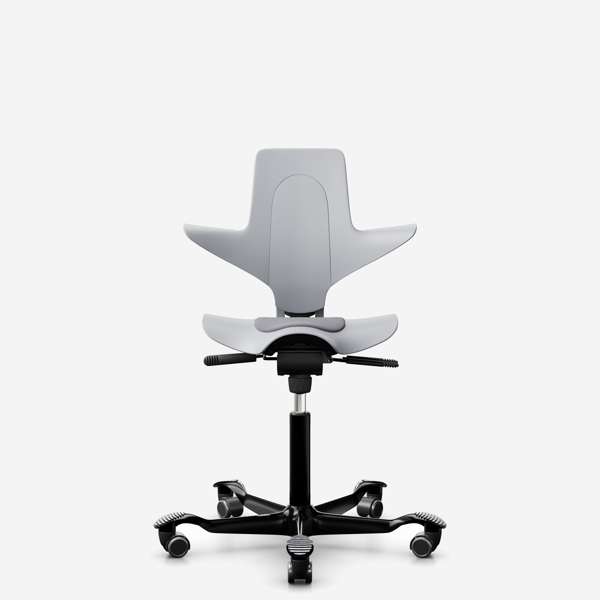 HÅG Capisco Puls 8010 ergonomic saddle office chair in Light Grey, black base
