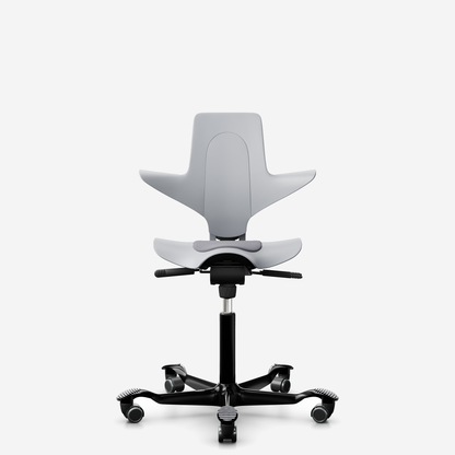 HÅG Capisco Puls 8010 ergonomic saddle office chair in Light Grey, black base
