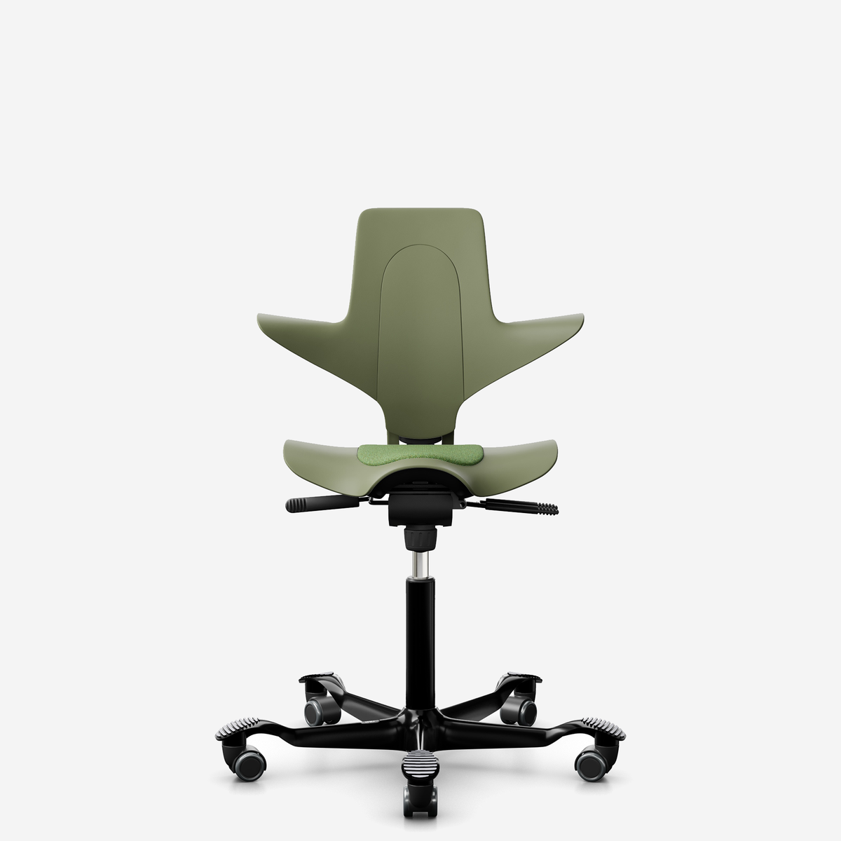 HÅG Capisco Puls 8010 ergonomic saddle office chair in Moss, black base