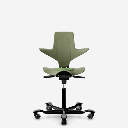HÅG Capisco Puls 8010 ergonomic saddle office chair in Moss, black base
