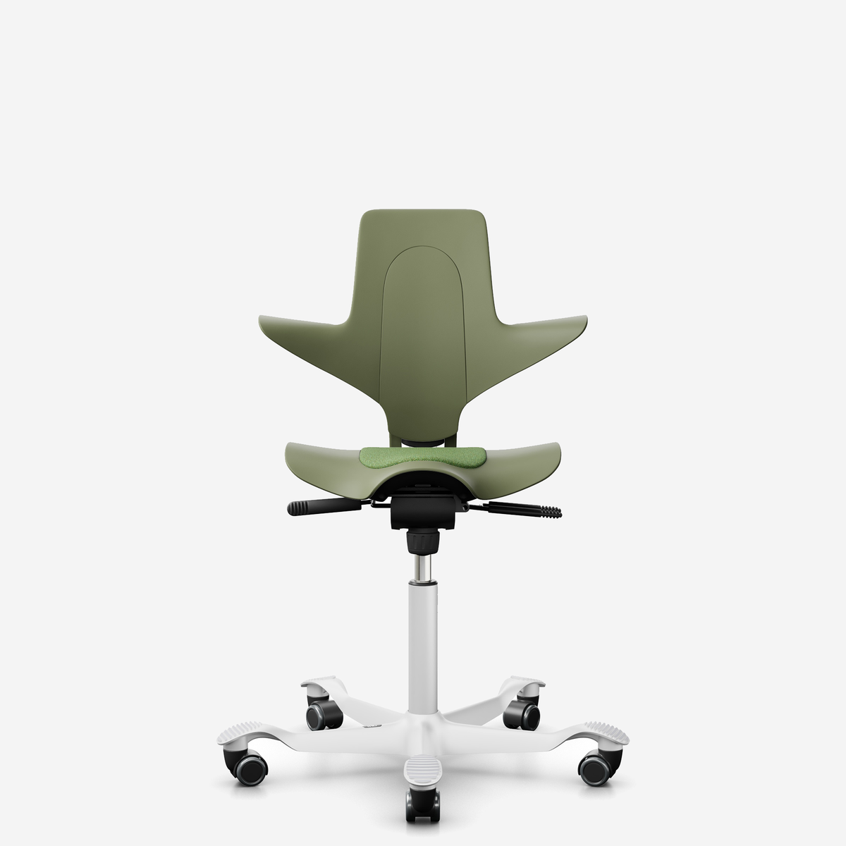 HÅG Capisco Puls 8010 ergonomic saddle office chair in Moss, white base