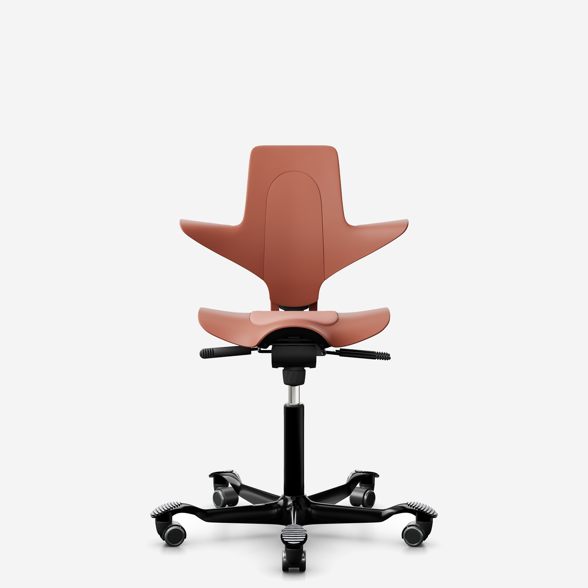 HÅG Capisco Puls 8010 ergonomic saddle office chair in Rosehip, black base