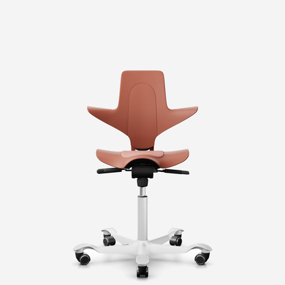 HÅG Capisco Puls 8010 ergonomic saddle office chair in Rosehip, white base