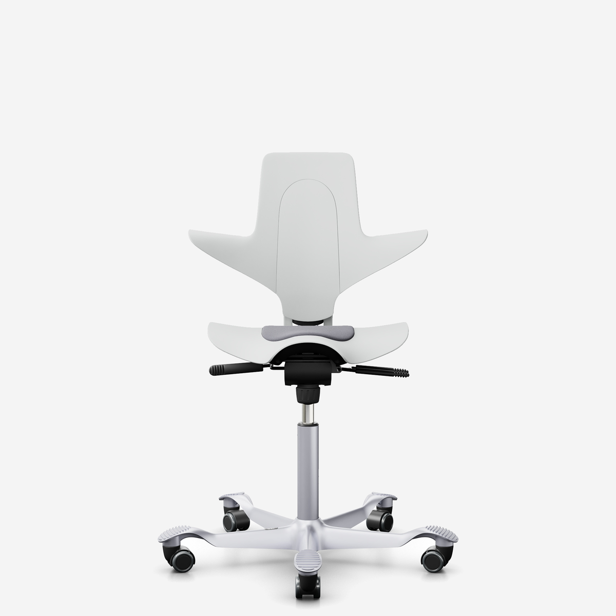 HÅG Capisco Puls 8010 ergonomic saddle office chair in White, silver base