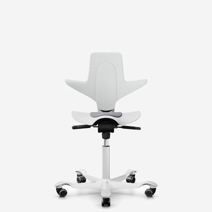 HÅG Capisco Puls 8010 ergonomic saddle office chair in White, white base