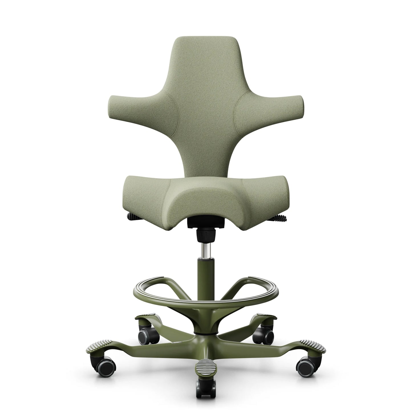 HAG Capisco 8106 - CPT5101 Green-Grey / Moss Grey / 200 mm / Universal Wheels / Footring